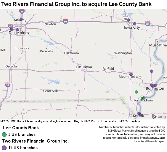 Two Rivers Financial Group to acquire Iowa-based Lee County Bank | S&P  Global Market Intelligence